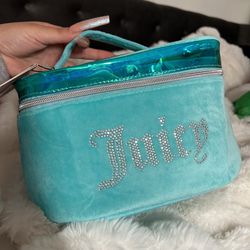 Blue/Turquoise Rhinestone Juicy Couture Makeup bag   