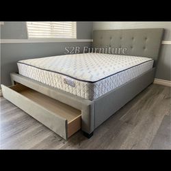 Queen Grey Plain With Orthopedic matres!!!