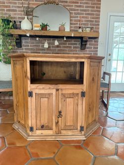 Rustic Wood Corner TV Cabinet