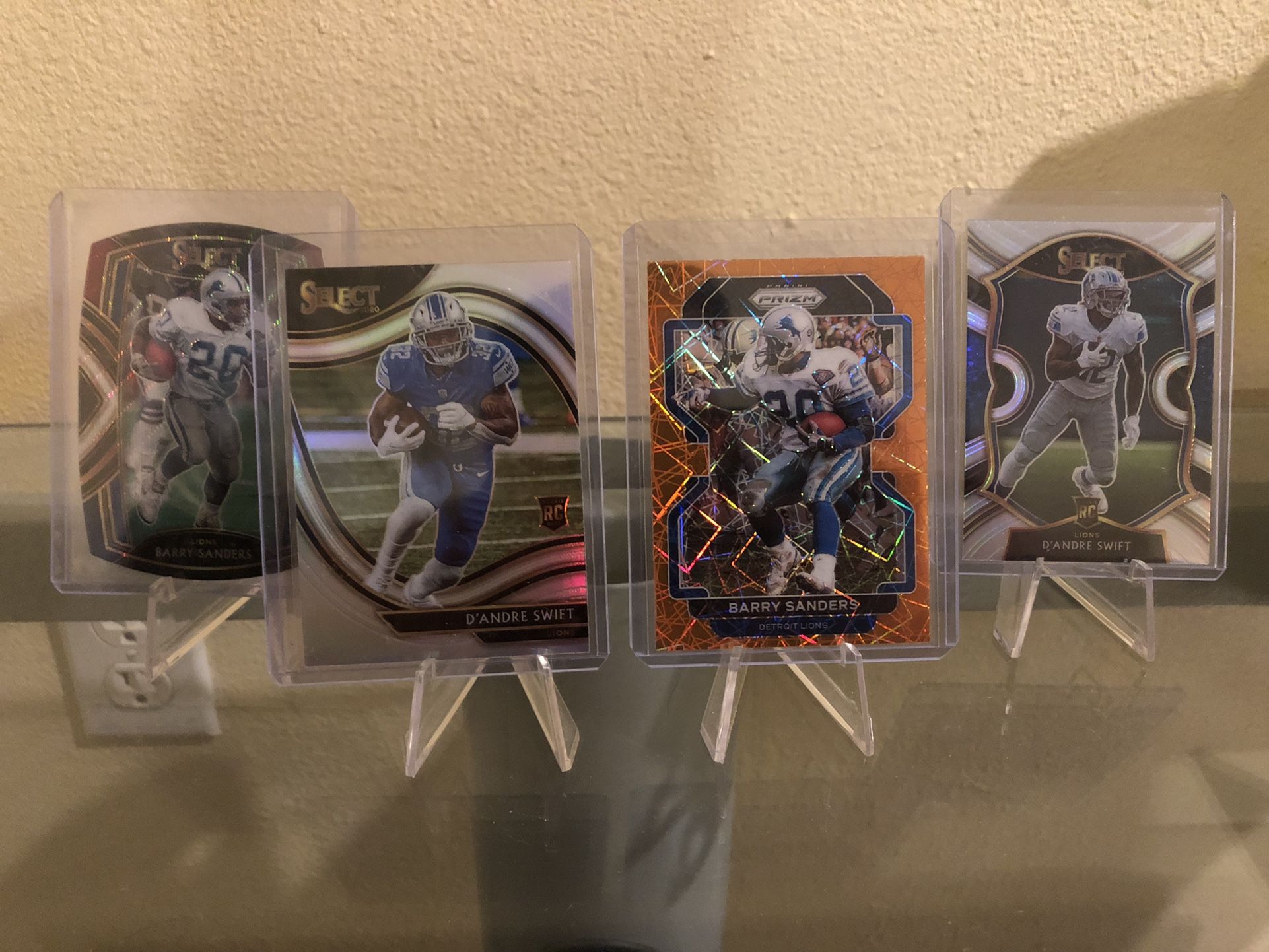 NFL Football Cards Detroit Lions D’Andre Swift Rookie Select, Barry Sanders Prizm And Select