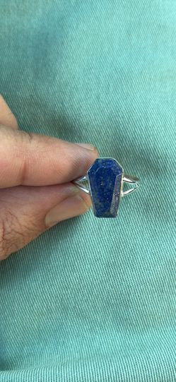 Lapis silver coffin ring