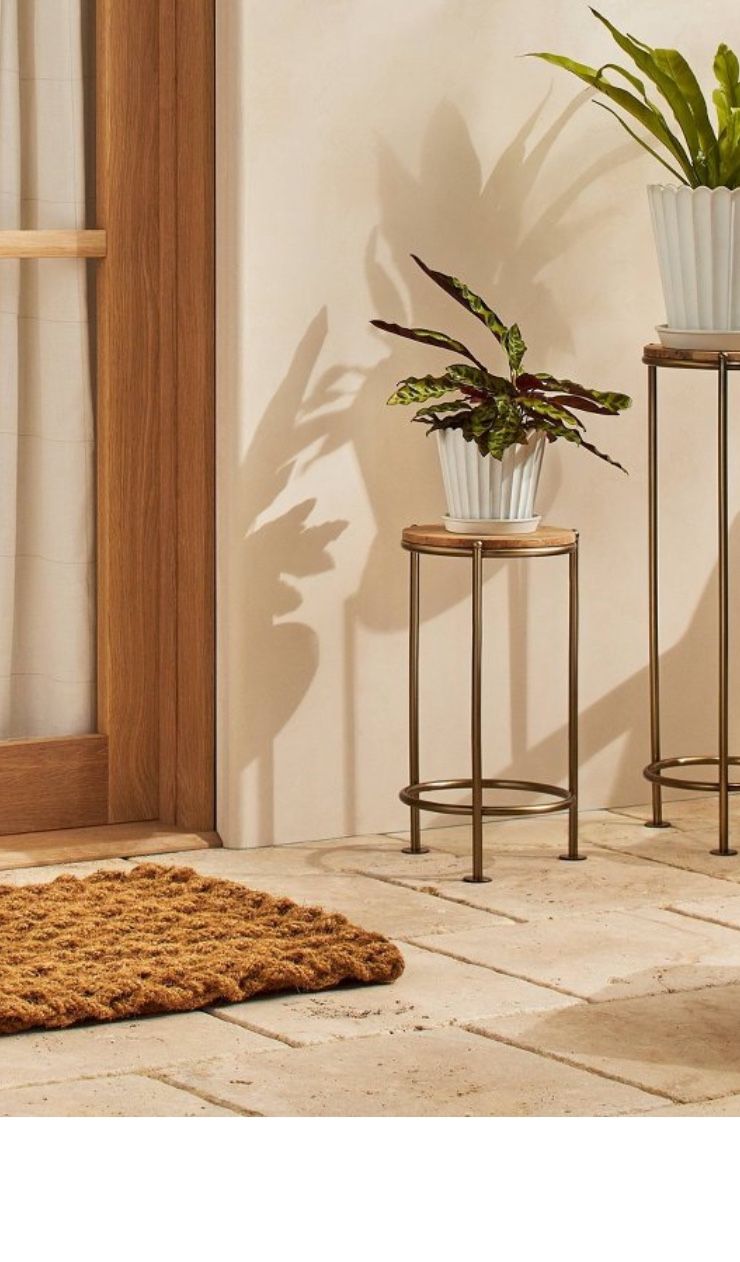 18" Wood & Brass Round Plant Stand - Hearth & Hand™ with Magnolia: Freestanding, No Assembly Required