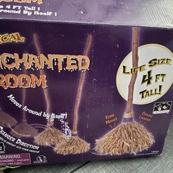 MUSICAL ENCHANTED BROOM  4’ Animated Halloween Witch Moves Eerie Music Laughter