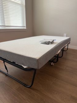 Foldable bed set, fame with a 5 inches memory foam mattress (single adult size)