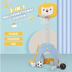 3-in-1 Adjustable Kids Basketball Hoop Sports Set