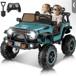 New in box Hikole 24V Ride on Toys for Kids, 2 Seater Electric Car with Remote Control, 4×100W Motors, 20" Extra Large Seats, LED Headlights, Music, B