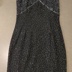 Vintage  Black, Beaded Sequence Cocktail, Formal Dress
