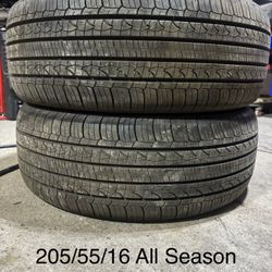 (2) - Like New 205/55/16 Nexen Noriz AH8 All Season Tires