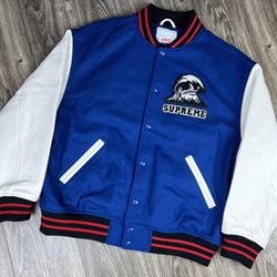 Supreme Wave Varsity Jacket ‘Blue’ Brand New