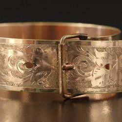 Antique 1872 Victorian Engraved Buckle Bracelet