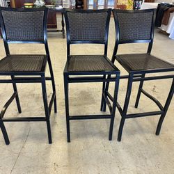 Wicker Weave Armless 3 Bar Stool/ Counter Chairs 