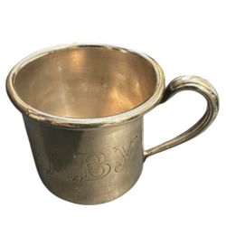 Baby Silver Cup is a Vintage, A "+ WR 497" Silver-Plated item produced by the William Rogers (WR) manufacturing company, most likely in the early-to-m