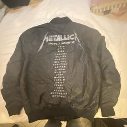 Metallica Men's Jacket H&M World 2010 Magnetica Tour Bomber Black Size Large