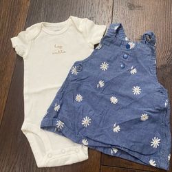Girls blue and white dress with shirt size 3 months by carters #3