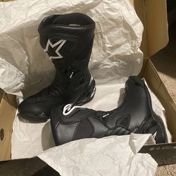 Alpinestars SMX S Boots Men's, Motorcycle Riding Racing, Durable Microfiber Upper, Exclusive Rubber Compound Sole - 7.5, Black/Black