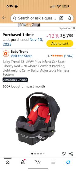 Baby Trend EZ-Lift™ Plus Infant Car Seat, Liberty Red