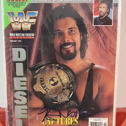 SIGNED Autographed WWF Magazine February 1995 Diesel Kevin Nash Chuck Norris