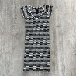 Bebe Black & White Bodycon Dress, S