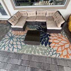 Outdoor Sectional With Glass Top Coffee Table