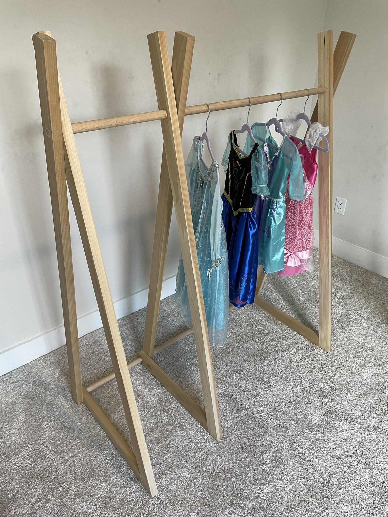 Custom Costume Coat Rack Wood With Disney Princess Dresses Hanger Stand Alone
