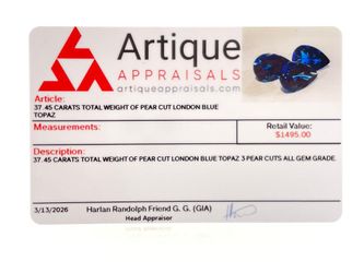 37.45 Ct. London Blue Topaz
