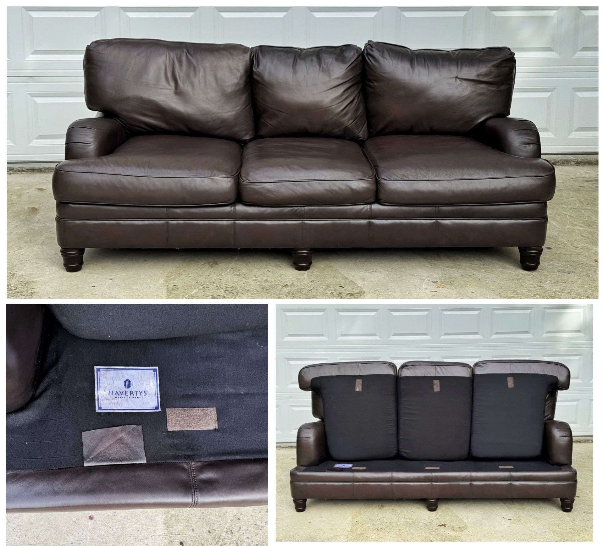 Havertys Top-Grain Leather Sofa