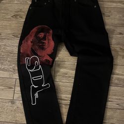 READ DESCRIPTION!.! SDL (Skysdalimit) jean  og red and white 