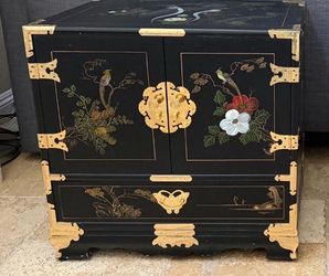 Set of Vintage Hand painted chinoiserie nightstand/side table