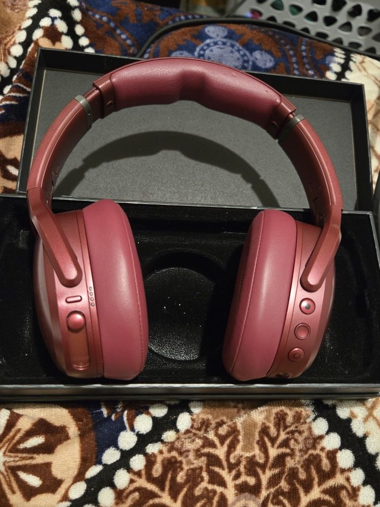 Skullcandy Crusher Active Noise-Canceling Wireless Over-Ear Headphones (Deep Red)