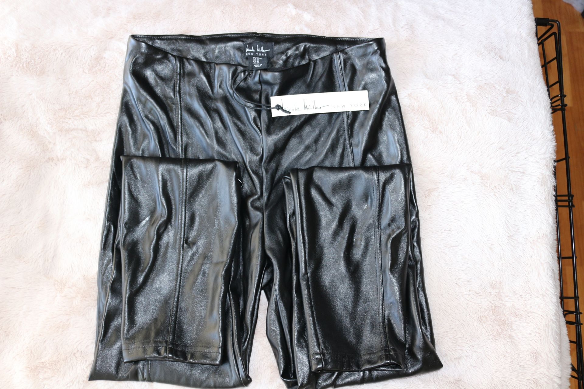 Black faux leather pants, ideal for a night out. Never worn before