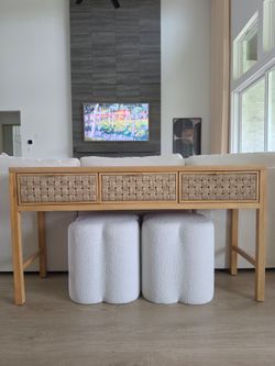 Palmdale Woven Drawer Console Table