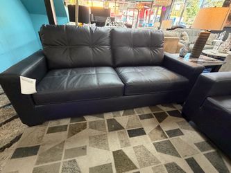 Benchcraft Navy Blue Leather Sofa