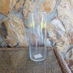Tall Clear Glass Cylinder Vase 