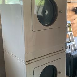 Two Maytag commercial stack tumble dryer set. Super heavy duty.