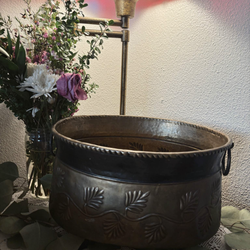 Vintage Brass planter with ring handles