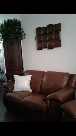 Beautiful New Luxury Leather Loveseat and Matching Recliner $475.