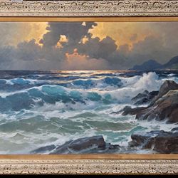 Stunning Original ALEXANDER DZIGURSKI 24X36" SEASCAPE OIL PAINTING** EXCELLENT CONDITION 