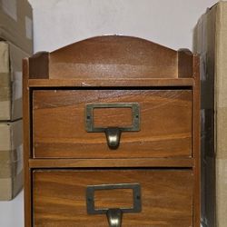 2 Pc Household Storage Decoration Wood Cosmetic Box Vintage Wooden Storage Case Drawer Makeup Storage Box