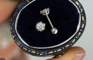 18K Screw Back Snowflake natural Diamond Stud Earrings