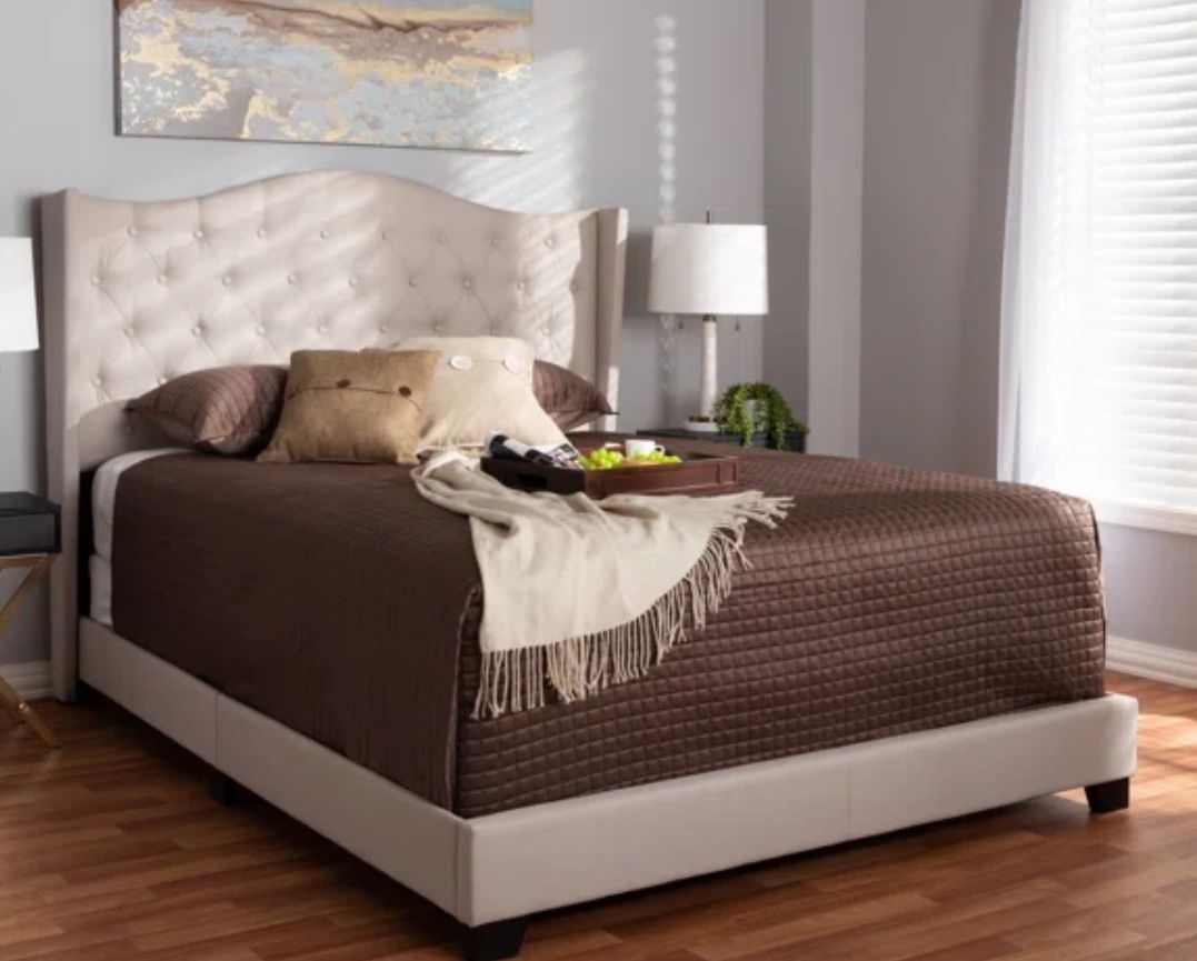 Upholstered Wingback Bed