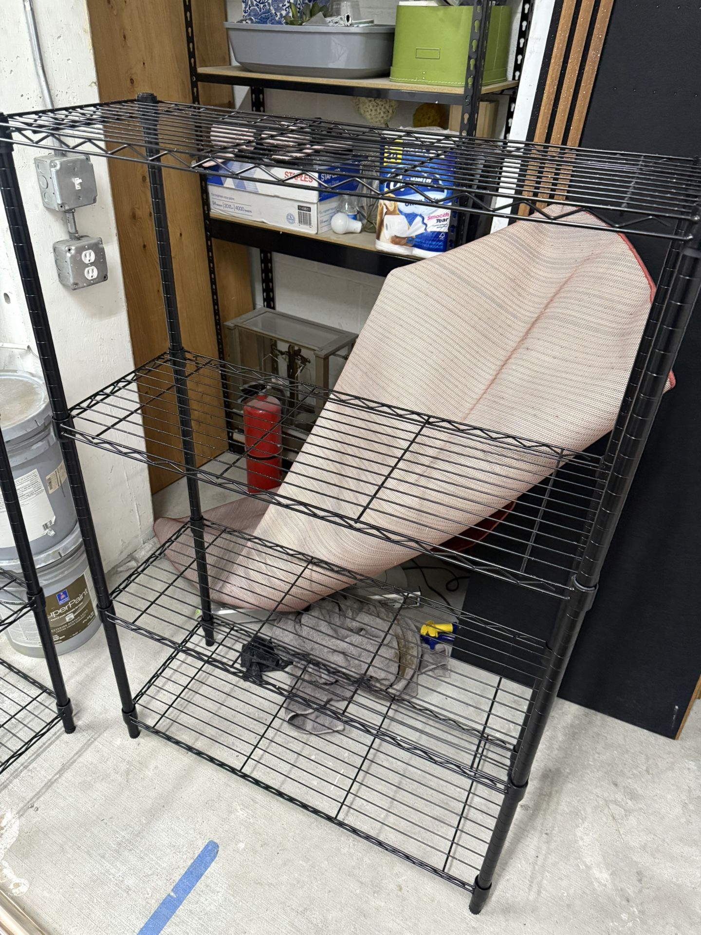 2 Sturdy black metal shelves