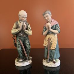 Vintage Ardco Hand-Painted Porcelain Figurines Elderly Couple  8” Japan #8110