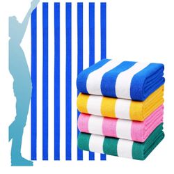 4 Pack Oversized Striped Beach Towels