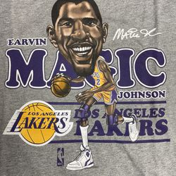 Men's Gray LA Lakers Magic Johnson Basketball Mitchell & Ness T-Shirt - Size XL
