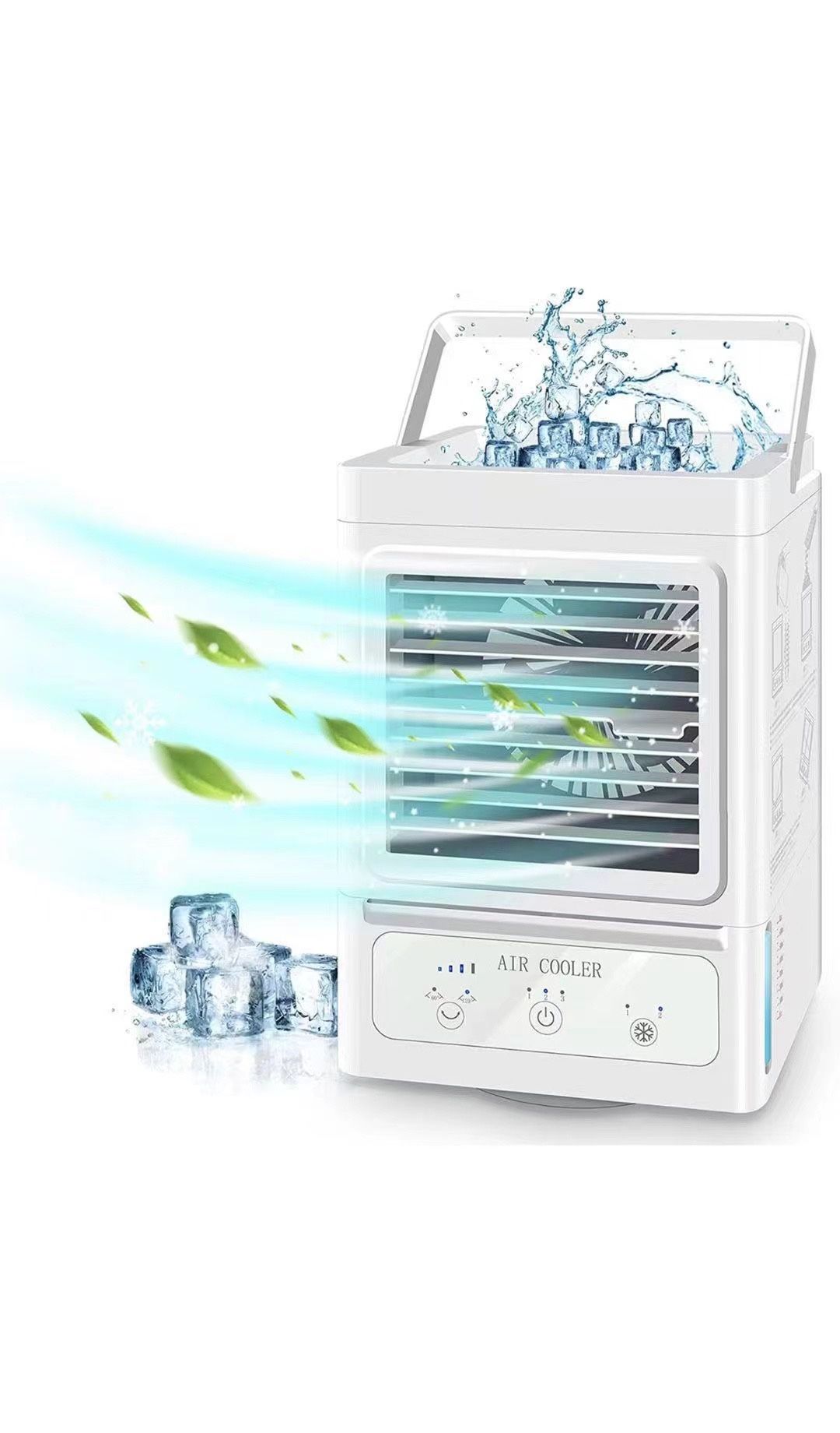 Personal Air Cooler, 5000mAh Rechargeable Battery Operated 60°&120° Auto Oscillation, Portable Air Conditioner Fan with 3 Wind Speeds & 2 Refrigeratio