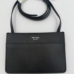 Prada Saffiano Flat Phone Holder Crossbody Bag