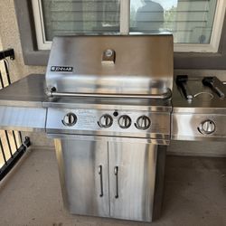 Jenn-Air BBQ Grill – 3 Burners + Side + Rotisserie – w/ Propane Tank & Cover