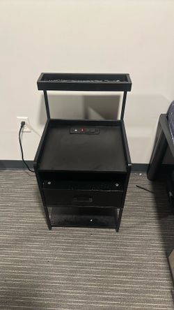 Charging Nightstand with USB Ports & Power Outlets – Black