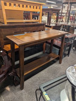 Rustic Brown Wood Console Table with Shelf