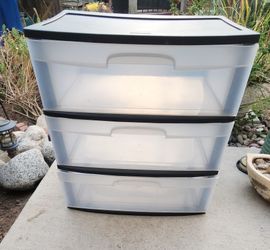3–Drawer Plastic Organizer Storage  (Black & Clear)